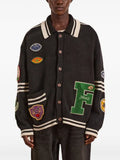 FOUND patch-detail striped cardigan