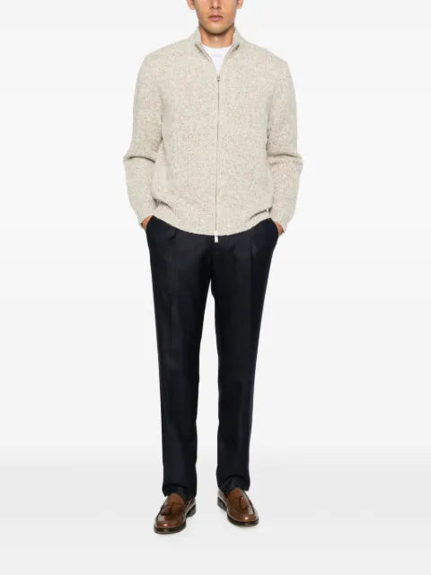 Lardini zip-up marl-knit cardigan