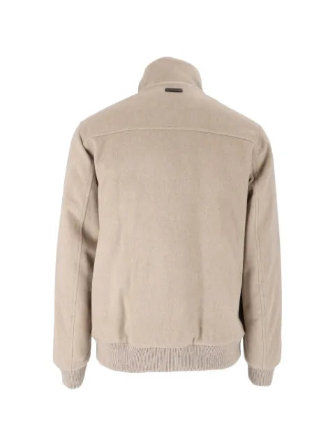 Peserico zip-up ribbed-trim jacket