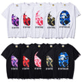 BAPE Camo Shark Ape Head Print Crew Neck Short Sleeve T‑Shirt Unisex