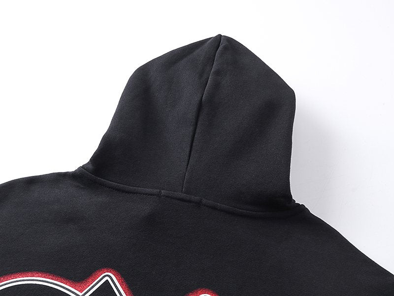 Mixed Emotion Black Zip-Up Graphic Hoodie