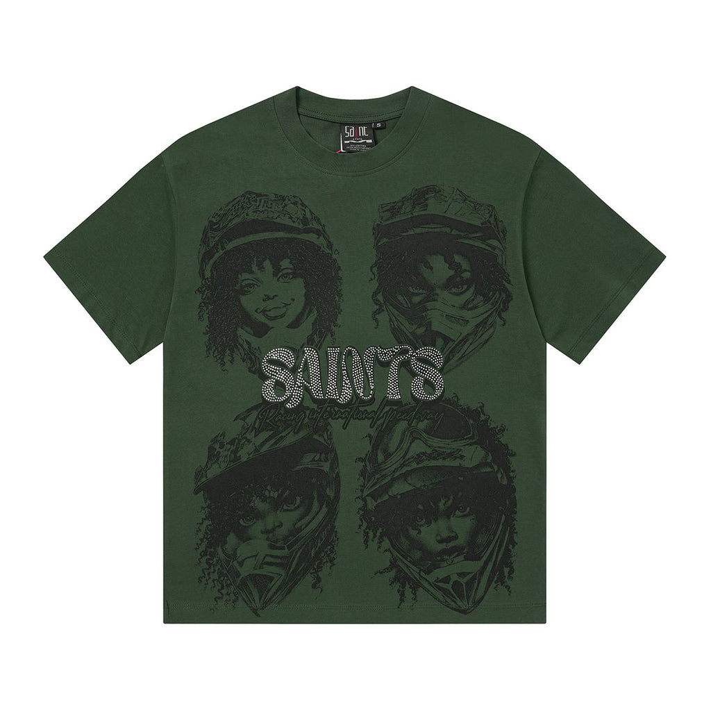 SAINT Racing Portrait Rhinestone Short-Sleeve T-Shirt