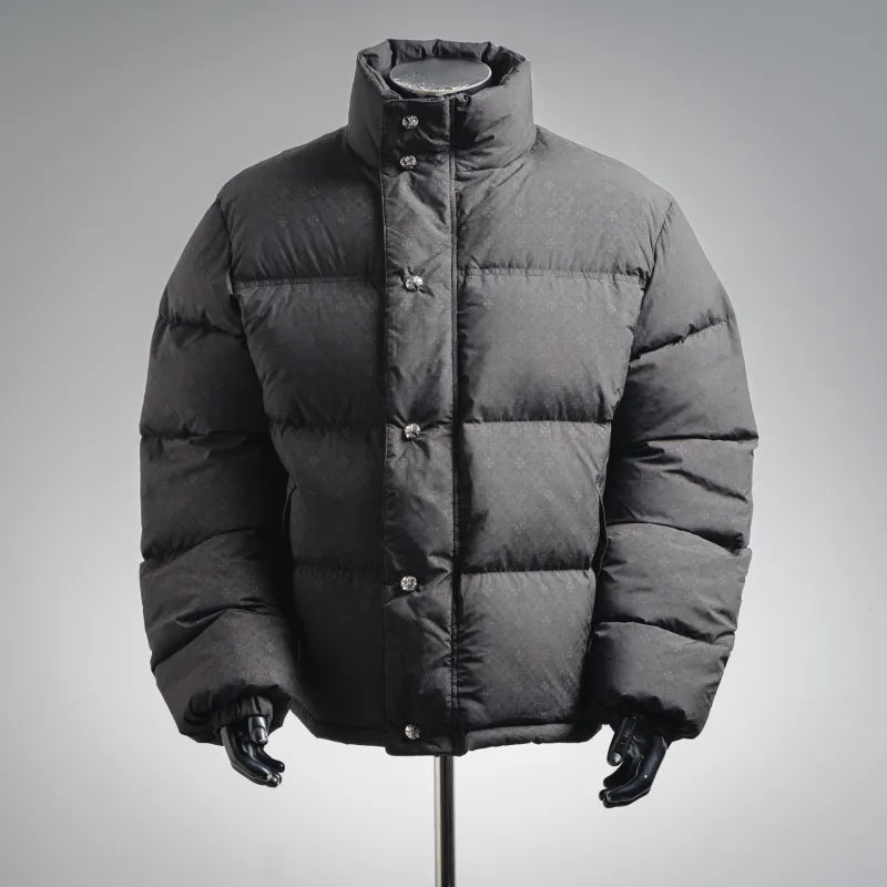 Chrome Hearts Monogram Print Puffer Jacket Black