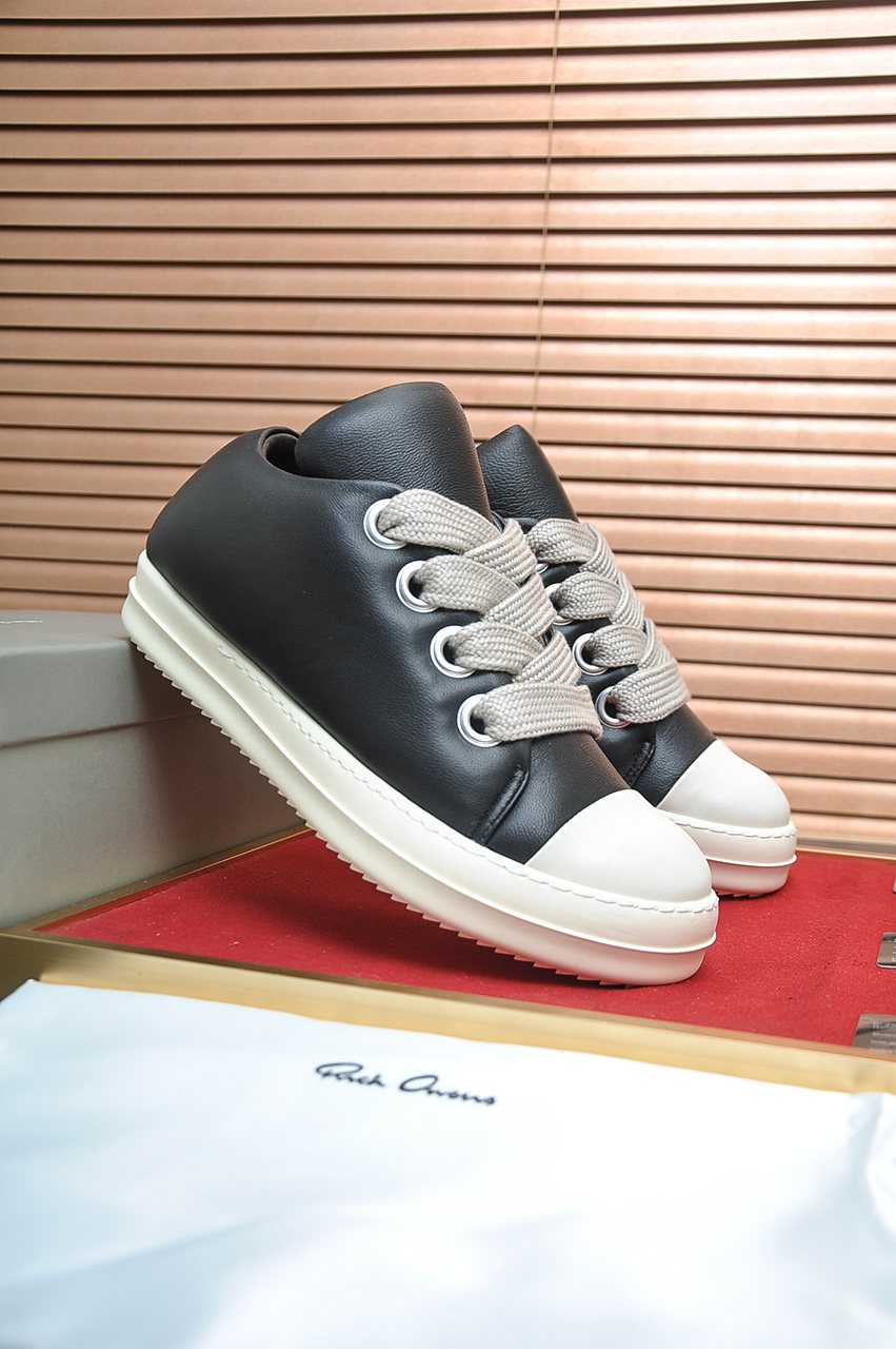 Rick Owens Black Platform Low-Top Sneakers