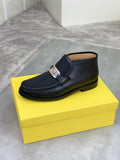 Fendi Black Gold-Tone Detail Ankle Boots
