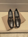 Gucci Black Embossed Horsebit Loafers
