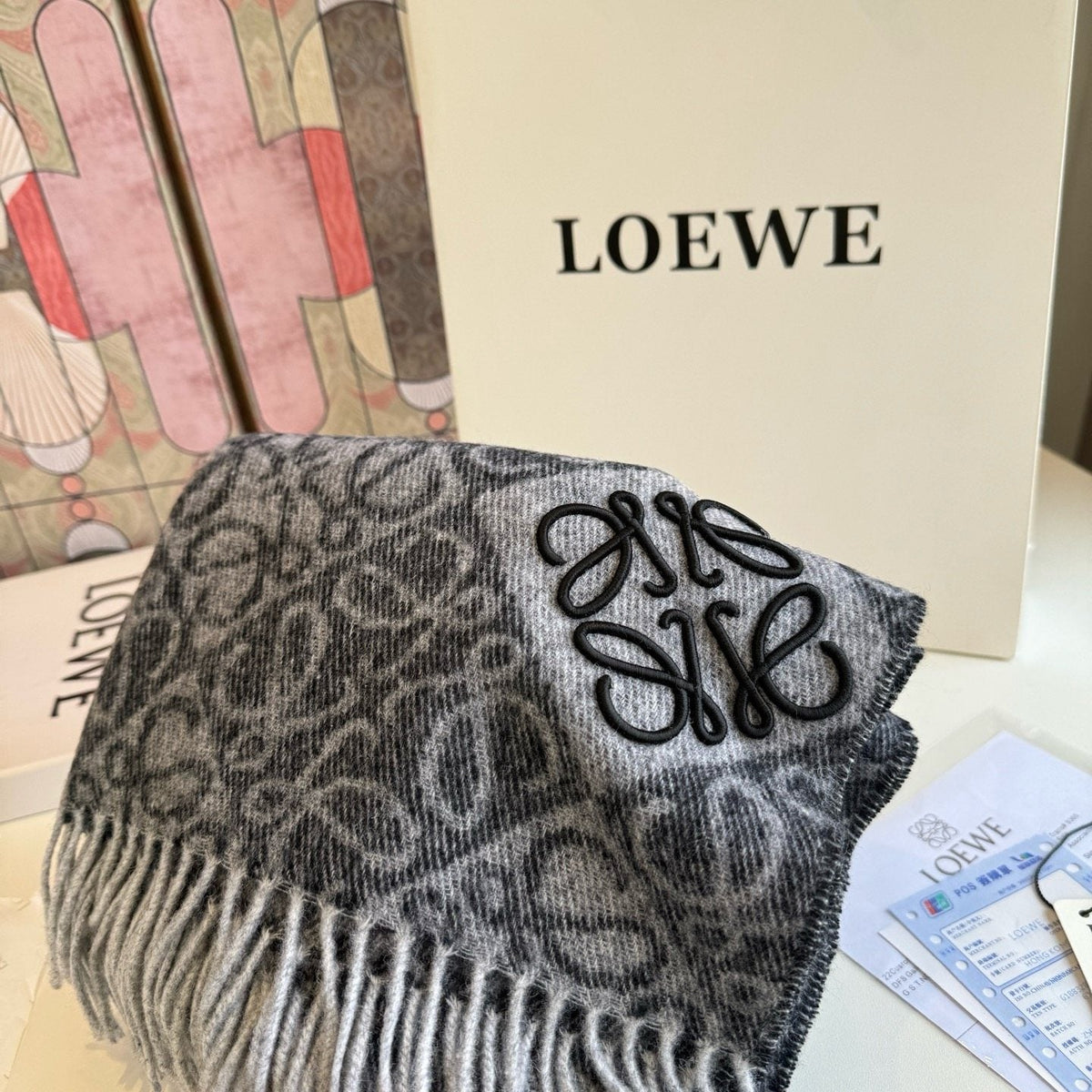 LOEWE Fringed Pattern Scarf