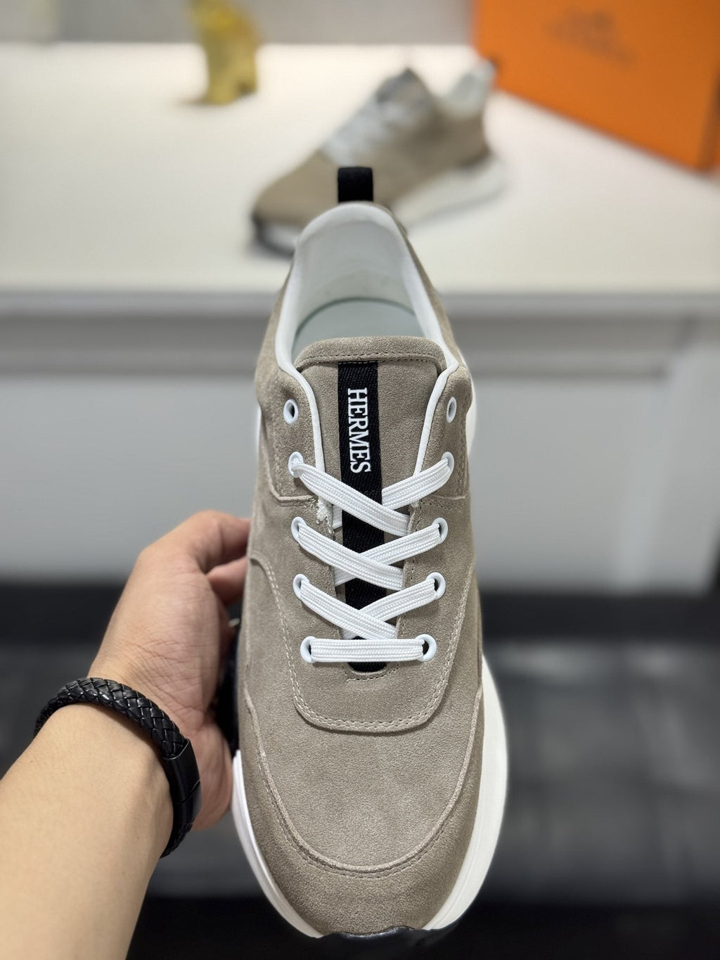 Hermès Men's Paneled Lace-Up Sneakers